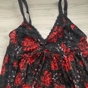 BLACK & RED LACE BABYDOLL LINGERIE